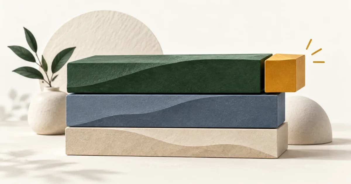Layered slabs representing revenue, cost, and profit