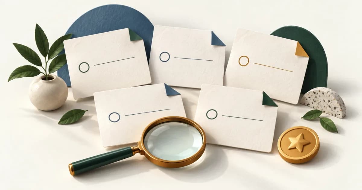 Checklist cards, a magnifying lens, and a reward token
