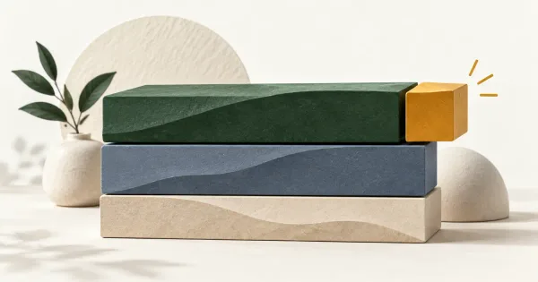 Layered slabs representing revenue, cost, and profit