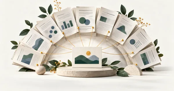 Research papers connected to a central evidence card